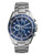Michael Kors Stainless Steel Jet Master Watch with Navy Dial and Top Ring - Silver