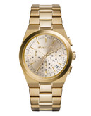 Michael Kors Mid Size Gold Tone Stainless Steel Channing Chronograph  Watch - Gold