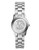 Michael Kors Petite Size Silver Tone Stainless Steel Runway Three Hand Glitz Watch with Logo Dial - Silver
