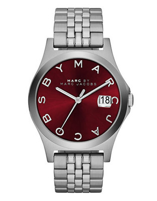 Marc By Marc Jacobs Womens Slim Stainless Bracelet and Cabernet Dial Standard - Silver