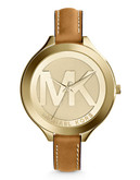 Michael Kors Michael Kors Gold Tone Slim Runway Watch with Logo Dial - Gold