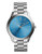 Michael Kors Mid Size Silver Tone Slim Runway Watch with Blue Dial - Silver