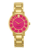 Kate Spade New York Gold bracelet gramercy with bougainvillea pink enamel cutout - Pink