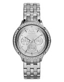 Armani Exchange Stainless Steel Women's Chronograph on Stainless Steel Bracelet - Silver