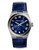 Michael Kors Mid size Silver Tone Stainless Steel and Blue Croc Embossed Leather Channing Three Hand  Watch - Blue