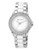 Anne Klein Round silver tone case with silver and and white ceramic band and crystals on the bezel - WHITE