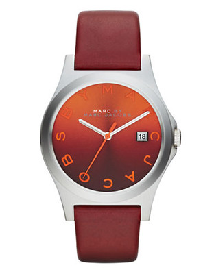 Marc By Marc Jacobs Womens Slim Stainless with Cabernet Strap Standard - Red