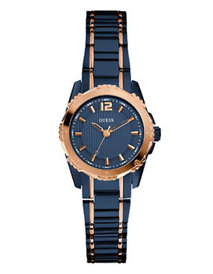 Guess Guess Ladies Blue and Rose Gold Watch - Blue