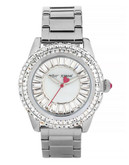 Betsey Johnson Womens Baguette Crystal Set Dial and Silver Bracelet Watch Standard BJ0030101 - Silver