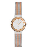 Skagen Denmark Women's  Faceted Glass Bezel With Rose Gold And Stainless Steel Mesh Watch - Two Tone