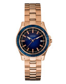 Guess Ladies Rose Gold Tone Watch W0469L2 - Blue