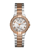 Guess Two Tone Silver and Rose Gold Watch - Two Tone