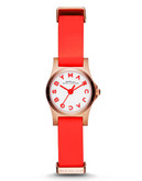 Marc By Marc Jacobs Dinky Rose Gold With Infrared Leather Strap - Red