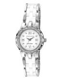 Anne Klein Women's Silver tone and ceramic with crystals Watch - White