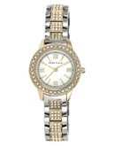 Anne Klein Two tone watch with crystals on bezel and band - Two Tone