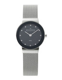 Skagen Denmark Stainless Steel Mesh Bracelet With Black Dial Watch - Silver