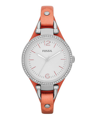 Fossil Georgia Three Hand Leather Watch Pink - Pink