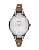Fossil Georgia Leather And Stainless Steel Watch - Tan