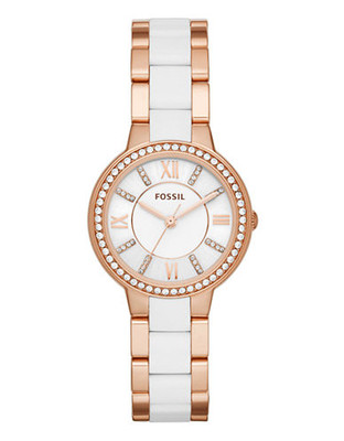 Fossil Virginia Three-Hand Stainless Steel and Nylon Watch - Rose Gold-Tone - Rose Gold