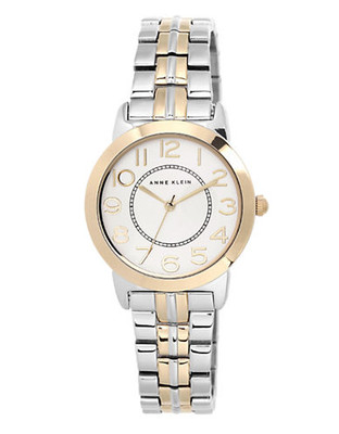 Anne Klein Round two tone case and band with a  white dial - Two Toned