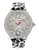 Betsey Johnson Silver Tone Case Set In Crystal With Silver Metallic Leopard Printed Genuine Leather Strap Watch - White