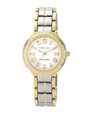 Anne Klein Two tone round link band watch with clear dial - Two Tone