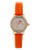 Betsey Johnson Gold Miniature Sized Case & Orange Textured Leather Strap Watch - Orange
