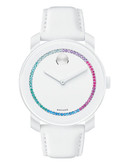 Movado Bold Women's White Leather And Dial Spectrum Dial Watch - White