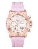 Bulova Ladies Rose Gold Case Chronograph Watch - Pink
