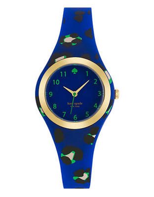 Kate Spade New York Rumsey Neon Leopard Print Watch - Blue
