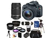 Canon EOS Rebel SL1 DSLR Camera with Canon 18-55mm IS STM Lens & 55-250mm IS II Lens. Includes: 0.45X Wide Angle Lens, 2X Telephoto Lens, 3 Piece Filter Kit(UV-