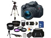 Canon EOS Rebel T5i DSLR Camera with EF-S 18-55mm f/3.5-5.6 IS STM Lens. Includes: Wide Angle & Telephoto Lenses, 3 Piece Filter Kit (UV-CPl-FLD), 16GB Memory C