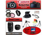 Canon Rebel T5i Black 18.0 MP Digital SLR Camera Body With Canon 75-300mm III Lens & Canon 50mm f/1.8 II  Lens & Simple Accessory Package