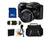 Canon PowerShot SX500 IS Digital Camera Kit. Includes: 32GB Memory Card, High Speed Memory Card Reader, Extended Life Replacement Battery, Carrying Case & More