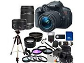 Canon EOS Rebel T5i DSLR Triple Lens Kit with 18-55mm IS STM, 55-250mm IS II & 50mm f/1.8 II Lenses. Includes: Wide Angle & Telephoto Lenses, 7 Filters, 32GB Me