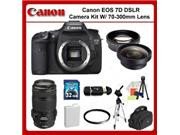 Canon EOS 7D Digital SLR Camera Kit with 70-300mm Lens +  0.45X Wide Angle Lens, 2X Telephoto Lens, UV Filter, 32GB Memory Card & MORE!!