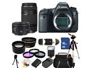 Canon EOS 6D Digital SLR Camera with 75-300mm f/4.0-5.6 III USM & 50mm f/1.8 II Lenses. Includes:  Wide Angle & Telephoto Lenses, 3 Piece Filter Kit (UV-CPL-FLD