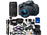 Canon EOS Rebel T5i DSLR Camera with EF-S 18-55mm f/3.5-5.6 IS STM & 75-300mm f/4.0-5.6 III Lenses. Includes: Wide Angle & Telephoto Lenses, 7 Professional Filt