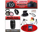 Canon Rebel T5i Black 18.0 MP Digital SLR Camera Body With Canon 75-300mm III Lens & Simple Accessory Package