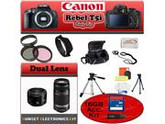Canon Rebel T5i Black 18.0 MP Digital SLR Camera Body With Canon 55-250mm Is Lens & Canon 50mm f/1.8 II & Simple Accessory Package