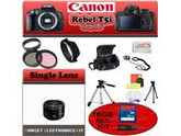 Canon Rebel T5i Black 18.0 MP Digital SLR Camera Body With Canon 50mm f/1.8 II Lens & Simple Accessory Package