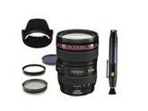 Canon EF 24-105mm f/4 L IS USM Lens for Canon EOS SLR Cameras. Includes 3 Piece Filter Kit (UV-CPL-FLD), Lens Hood & Lens Pen.
