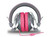 HM-260 Dynamic Stereo Headphones with Microphone - Grey/Pink