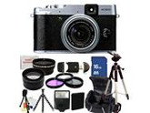 Fujifilm X20 Digital Camera (Silver). Includes: 0.45X Wide Angle Lens, 2X Telephoto Lens, 3 Piece Filter Kit (UV-CPL-FLD), 16GB Memory Card, Slave Flash, Full S