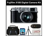 Fujifilm X100 Digital Camera Kit Includes: Fujifilm X-100 Camera, 8 GB Memory Card, Memory Card Reader, Gripster Tripod, SSE Microfiber Cleaning Cloth and Soft