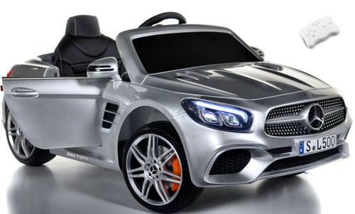 RC Remote Control silver SL 500 Mercedes-Benz ride on car w/ rubber tires leather seat