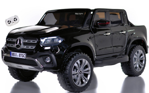 4x4 Mercedes X-Class Ride On Truck w/ Leather Seat & Rubber Tires - Black
