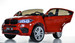 Red BMW ride on doors front view white background