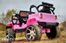 rear view pink lifted truck rubber tires sport doors
