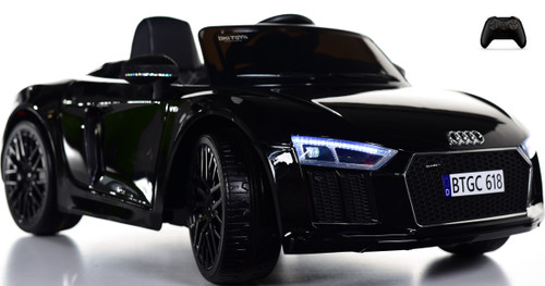 Audi R8 Spyder Kids Ride On Car w/ Leather Seat & Rubber Tires - Black